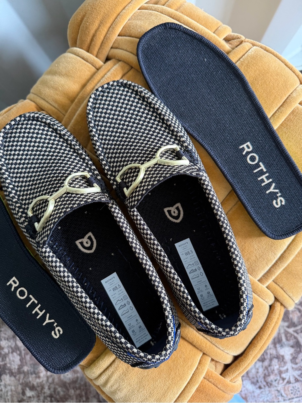 NIB Rothy’s Double Bit Driver Classic Micro Check Loafers 8.5 - Picture 5 of 8